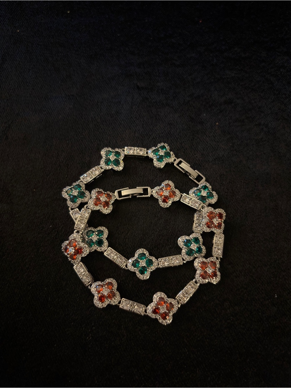 2 4.3mm Silver Tone Clover Station Link Bracelets 8in. - Picture 6 of 17